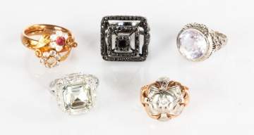 Five Costume Jewelry Rings