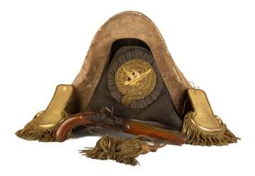 War of 1812 Era Military Hat with Epaulets and Sash 