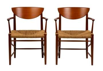 Pair of Peter Hvidt (Danish, 1916-1986) Papercord Chairs