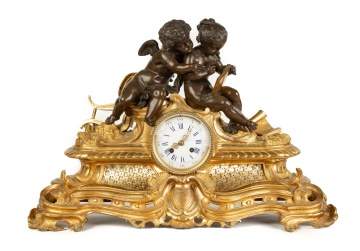 French Gilt Bronze Cherub Clock