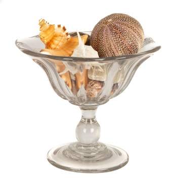 New England Blown Glass Compote with Collection of Shells