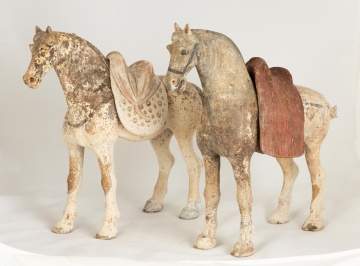 Two Chinese Grey Pottery Horses