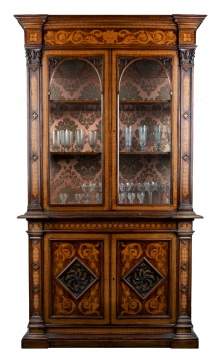 Continental Marquetry Cabinet & Bookcase