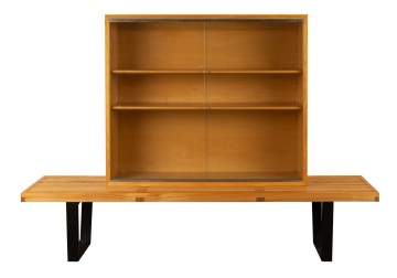 George Nelson & Associates Slat Bench with Bookcase