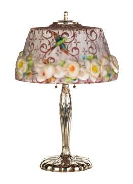 Pairpont Puffy Hummingbird and Rose Table Lamp