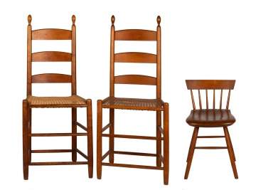 Pair of Shaker Tilter Chairs with Spindle Back Stool
