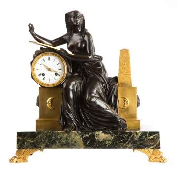 Attributed to Claude Galle (French, 1759-1846) Fine French Egyptian Revival Figural Shelf Clock