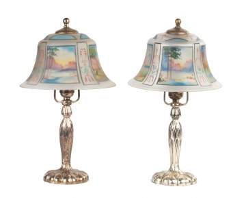 Pair of Pairpoint Reverse Painted Boudoir Lamps