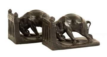 Charles R. Knight Bronze Elephant Bookends