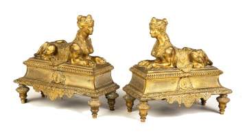 Pair of French Gilt Bronze Chenets