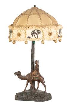Austrian Cold Patinaed Bronze Lamp with Camel and Rider