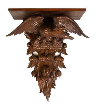 19th Century Carved Walnut Shelf with Eagle