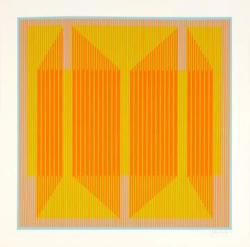 Julian Stanczak, (American/Polish, 1928 – 2017)  "Three Color Cut-Out"
