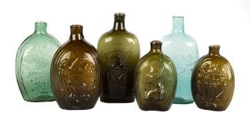 Six Early American Blown Flasks