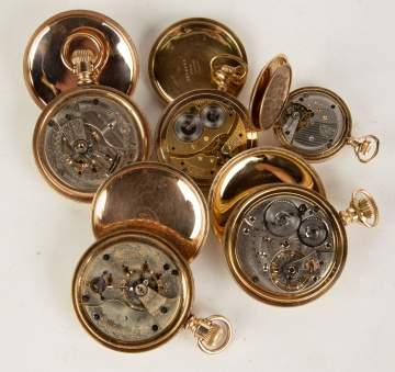 Five Gold Plated Pocket Watches