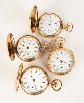 Four Vintage Gold Plated Pocket Watches
