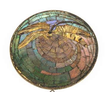 Tiffany Studios, NY Mosaic Glass Dragon Fly Trivet