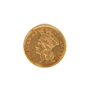 US 1878 $3 Liberty Head Gold Coin