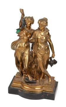Auguste Joseph Peiffer (French, 1832-1886) Figural Bronze of Maidens (Diana)