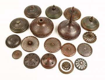 Several Tiffany Heater Caps with Two Handel Heater  Caps