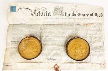 1872 Document with Two Wax Medallions