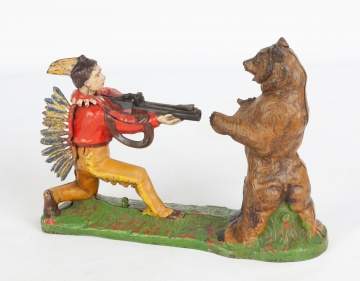 Mechanical Bank "Indian Shooting Bear"