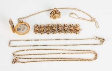 Group of 14K Gold Necklaces & Misc. Jewelry