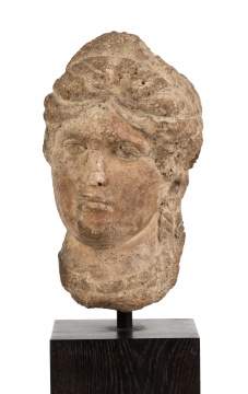 Stone Head of a Goddess with Diadem