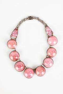 Pink Tourmaline and Sterling Silver Court Necklace