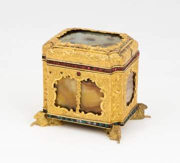 Attributed to James Cox, Gilt Copper and Agate Box