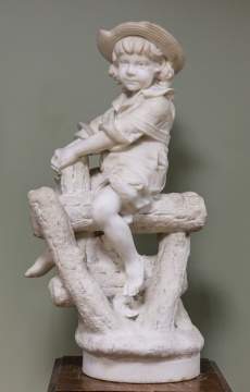 Carved Marble Child on a Stump