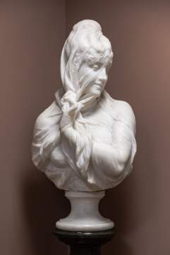 Gaetano Russo, Marble Veiled Female Bust