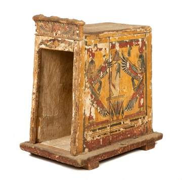 Egyptian Polychrome Wood Canopic Chest