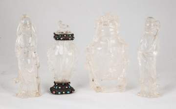 Group of Chinese Rock Crystal Urns & Court Figures