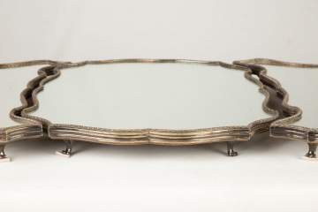 Three Piece Silver Plated Mirrored Plateau