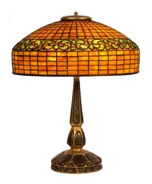 Tiffany Studios, NY Swirling Leaf Table Lamp