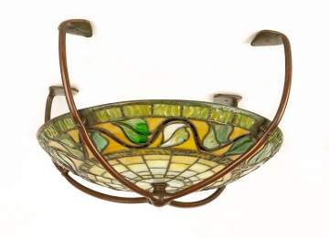 Tiffany Favrile Glass and Bronze Ceiling Fixture