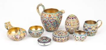 Group of Russian Silver & Enameled Articles