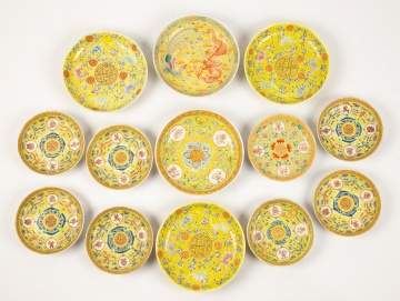 Thirteen Chinese Porcelain Hand Painted Plates
