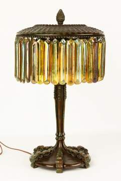 Tiffany Studios, NY Bronze & Glass Prism Lamp