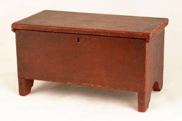 Miniature American Pine Chest in Original Red  Paint