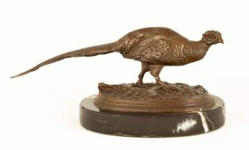 P.J. Mene Bronze Pheasant Sculpture