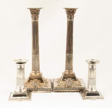 Two Pair of Sterling Silver Candlesticks