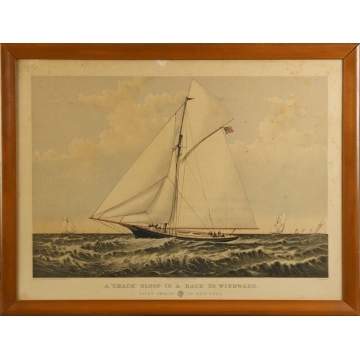 Currier & Ives, "A 'Crack' Sloop in a Race to