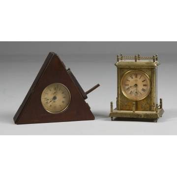 L - Unusual Kroeber Stop Watch Style with Sweep Second Hand, R - Kroeber Carriage with Alarm
