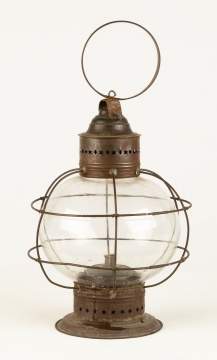 Whale Oil Onion Lantern with Blown Glass Shade