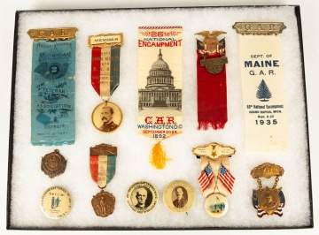 Group of Politcal G.A.R. Buttons and Ribbons