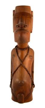 Carved Wooden Moai Figurine
