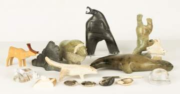 Group of Various Carved Inuit Sculptures & Artwork