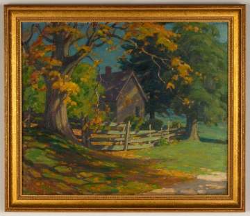 Attributed to John J. Inglis, Fall Landscape with Cottage